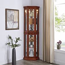 Glass door cabinet black brown 16 3 4x64 1 8 glass cabinet. Amazon Com Corner China Cabinet