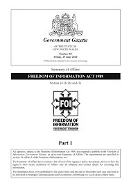 Government Gazette Part 1 Freedom Of Information Act 1989