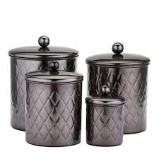 Shop a selection of canisters & canister sets from famous brands, at kitchen stuff plus. Old Dutch 4 Piece Black Mirror Embossed Diamond Canister Set In 4 Qt 3 Qt 2 Qt 1 Qt 1863bm The Home Depot