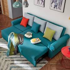 e saving blue l shaped sofa bed