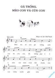 Sheet nhạc bài Gà trống mèo con và cún con - Hợp Âm Việt