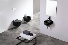 Glossy Black Wall Hung Toilet Bowl