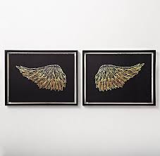 black and gold gilt angel wings print