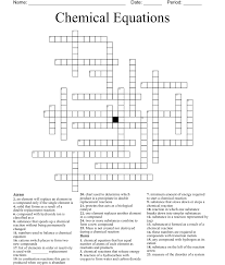 Chemical Equations Crossword Wordmint