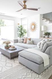 gray linen sectional on white and gray