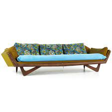 mid century walnut gondola sofa ebay