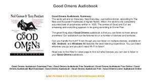 Good Omens Audiobook Streaming Download Online Audiobook Streaming