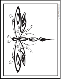 Printable coloring pages of a flower illustration & dragonfly Geometric Dragonfly Coloring Pages