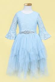 Light Blue Tutu Lace Dress With Bell Sleeves