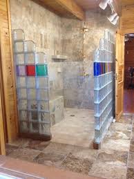 Colored Glass Block Shower In Collins