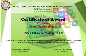 Certificate Of Award Sample Only Jonathancapacillo