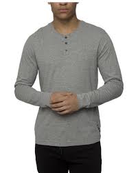 Kangol Mens Henley Long Sleeve T Shirt In Grey Marl
