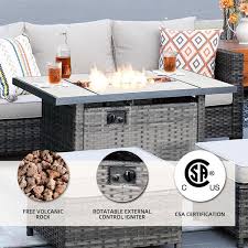 Wicker Patio Rectangle Fire Pit