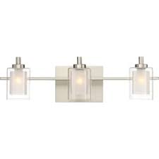 James Allan Mvbf9641bn Brushed Nickel Vermillion 3 Light 21 Wide Led Bathroom Vanity Light With Outer Clear Glass And Heavy Sand Blast Inner Glass Lightingdirect Com