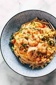 creamy shrimp pasta with corn and