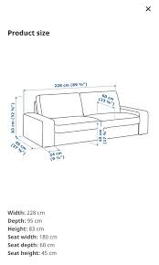 Ikea Kivik Grey 3 Seat Sofa Furniture