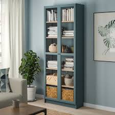 Billy Bookcase With Glass Doors Gray