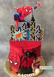Birthday Cake Spiderman Theme gambar png