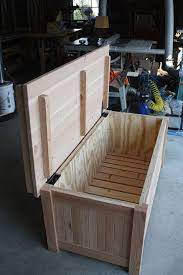 wooden garden bench with storage box