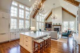 country kitchen with vaulted ceilings