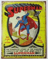 Superman Vintage Comic Book Art Metal