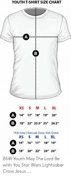 Youth T Shirt Size Chart B Xs S M L Xl A 14 17 18 19 20 B 18