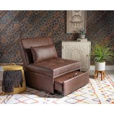 Free delivery and returns on ebay plus items for plus members. Powell 43 8 In Chestnut Brown Faux Leather Twin Sleeper Sofa Bed Hd1532ua20bpu The Home Depot