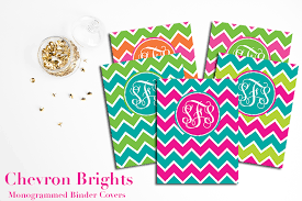 Personalized Monogram Chevron Brights Binder Covers And Inserts Sold By Sweet Face Studio