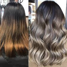 She also rid my hair of the brassy color from past base enhancements: Smoky Ash Blonde Balayage Color Melt For Lusciously Wavy Black Brown Hair Hair Styles Ash Hair Color Ash Blonde Balayage