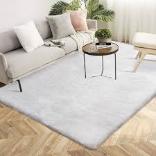 luxury faux rabbit fur area rug soft