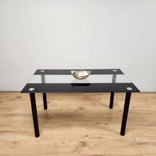 Glass Black And Clear Dining Table