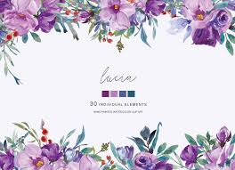 Watercolor Purple Flowers Clipart Hand Painted Flowers
