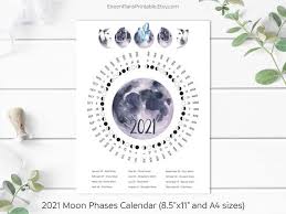 Blank templates or annual planners with holidays available. Printable 2021 Moon Phases Calendar 2021 Lunar Calendar Moon Etsy