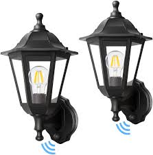 Amazon Com Fudesy 2 Pack Dusk To Dawn Outdoor Light Fixtures Auto On Off Smart Photocell Plastic Outdoor Wall Lanterns Electric Black Outdoor Lights Wall Mount For Porch Garage Driveway Fds616epsb2 Home Improvement