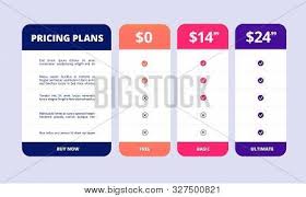 Pricing Table Vector Photo Free Trial Bigstock