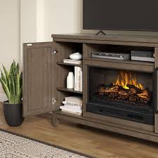 Scott Living Blaine 65 In Freestanding Media Console Wooden Electric Fireplace In Light Brown Birch