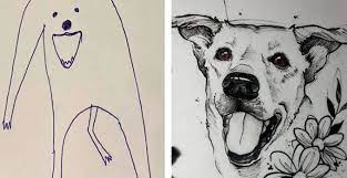 Typical selection of group members. Rubbish Dog Drawing Wins Contest Over Artist S Drawing Unilad