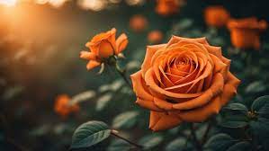 beautiful orange roses with a shiny
