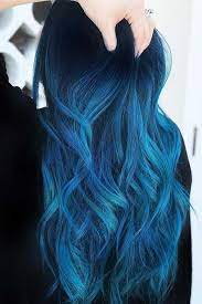As it fades with washing though, the amount of blue tone in your hair decreases and the remaining blue blends with the yellow in your hair to look green. 50 Mysterious Blue Black Hair Color Combinations For Deep And Vibrant Looks Blue Black Hair Color Blue Black Hair Hair Color For Black Hair