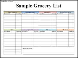 Grocery List Template Note Before Downloading Or Using Any