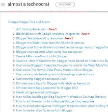 How To Create A Table Of Contents For Google Blogger Posts Based On
