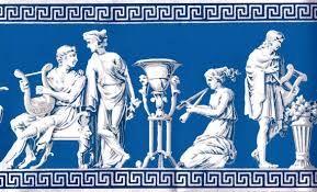 Designer Roman Greek Statues On Blue