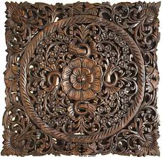 Asian Carved Wood Wall Decor Rustic