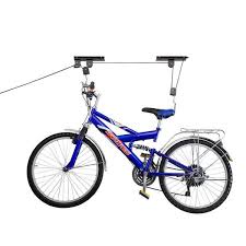 Gg8220) includes an electric motor hoist plus connected controller, mounting and spacer channel plates, spacer channel pulleys, 2 section lift bar, 2 lift bar ends, 8 storage/bike hooks, installation hardware. Rad Cycle Black 1 Bike Ceiling Mount Garage Bike Rack Hwd630539 The Home Depot