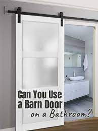 Frosted Glass Barn Door For A Bathroom