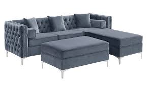 padded blue velvet sectional sofa