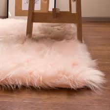 faux fur fluffy rug light pink