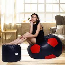 dual colour football bean bag footstool