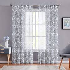 A grommet is a piece of metal or plastic in a ring shape that is placed around a hole in the fabric. Buy Fmfunctex Damask Grey White Sheer Curtains 95 Long Floral Print Curtain Panel Drapes For Living Room Light Filtering Bedroom Window Draperies 1 Pair Rod Pocket Online In Indonesia B07pyfkw7c
