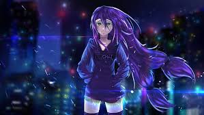 Major kusanagi from ghost in the shell. Anime Original Girl Long Hair Purple Hair Yellow Eyes Hd Wallpaper Wallpaperbetter